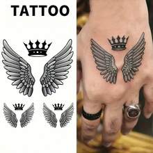 天使翅膀临时纹身贴纸 - 逼真、防水、易于佩戴，可持续1-2周 - 精心制作的身体艺术 - 黑色 - 查看 2
