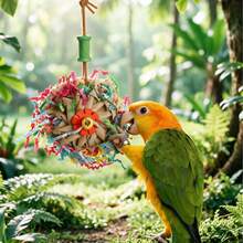 Juguete de linterna de pájaro de Navidad, juguete de linterna de loro de papel DIY, adecuado para que las aves mastiquen, afilen sus dientes y limpien sus bocas, decoración de jaula de pájaros, juguete de pájaro de Navidad, sin baterías, cuentas de colores aleatorios. Regalo para amantes de las aves, juguete de masticación natural para aves, aperitivo pequeño para loros, accesorio de regalo para jaula de pájaros - Ver 2