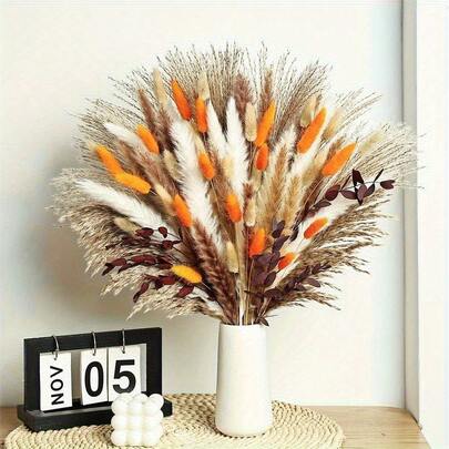 87 片蒲苇草 | 兔尾波西米亚风花束 | 易于打理的人造草坪，适合家居装饰 | 最适合家庭婚礼装饰、春季、夏季、秋季、情人节、母亲节