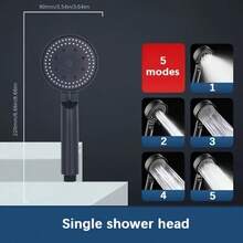 1pc 5-Mode Handheld High Pressure Shower Head, Boosted High Water Flow Showerhead, Multi-Function Shower Sprayer, Essential Bathroom Shower Accessory, Easy Installation, Designed For Bathroom Use, Powerful Mist, Compact Nozzle, Compatible With High & Low Water Pressure, Suitable For Shower Use Only - Multicolor - View 4