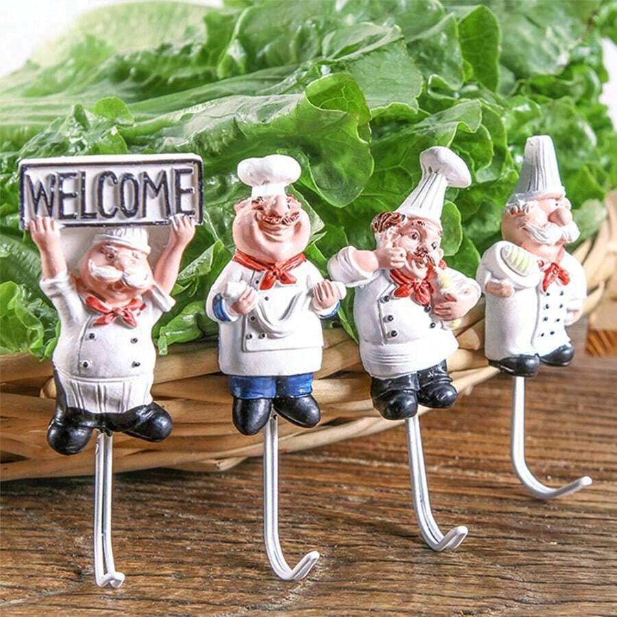 1pc Resin & Stainless Steel Wall Hook, Adhesive No-Nail Strong Hanger For Kitchen, Bathroom, Closet - Multicolor - View 1