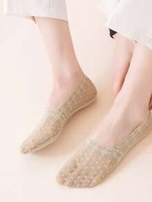 1/5/10 双装高品质波点蕾丝图案舒适透气船袜 - 彩色 - 查看 6