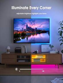 30ft-100ft Smart APP Controlled Color Changing LED Strip Lights For Bedroom, With Remote Control And Timer Function, Suitable For Room, Home, Party Decoration, Support Smartphone APP Control And 24-Key Remote, USB Powered, 5V RGB LED Strip, Color Changing, Suitable For TV Backlight, Ambiance Lighting, Gaming/Living Room, Holiday Celebration And Dynamic Lighting Effects (Power Adapter Not Included) - 白盤燈帶 - 查看 8