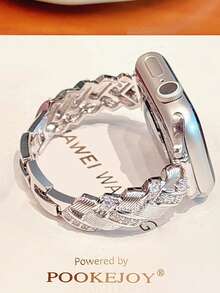 奢华钻石表带，兼容38/40/41/42/44/45/46/49毫米尺寸，适用于 Ultra/SE/Series 10/9/8/7/6/5/4/3/2/1 - 編織銀色 - 查看 5