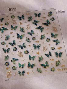 1pc 5D Nail Art Stickers Fragment Colourful Shell Light Butterfly High Quality Nail Stickers Spring Nail Art Decal Design Manicure Nails Nail Supplies - Multicolor-6 - View 5