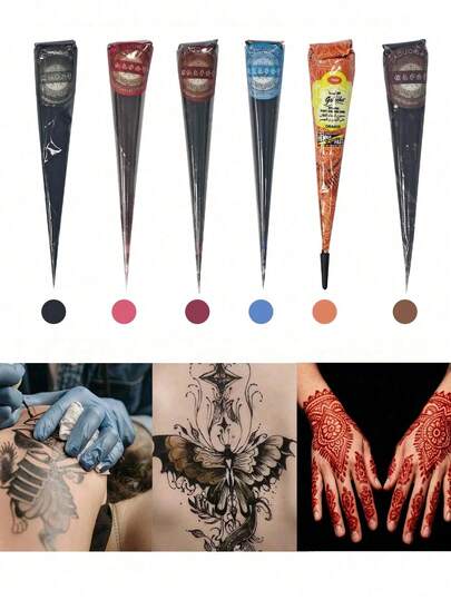 2PCS/1PC Henna Tattoo Cream, Semi-Hand-Painted Tattoo Cream Glitter Smear Tattoo Hand-Painted Cream, Semi-Permanent, Waterproof, Temporary Waterproof Tattoo Cream