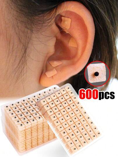 600/120 قطعة من رقع الأذن، رقع الضغط على النقاط الحساسة، رقع حبوب التدليك على الأذن، ملصقات الضغط على نقاط الأذن، ملصقات حبوب التدليك، مناسبة للرجال والنساء للاسترخاء والتدليك على النقاط الحساسة