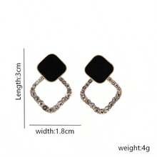 Fashionable High-End Rhinestone Black Earrings, Niche Versatile Elegant Earrings, Luxury High-Quality Earrings - Black - View 2