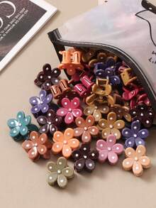 20pcs Muted Polka Dot Flower Mini Hair Clips, Bohemian Princess Style Bangs Clips, Front Hair Clips For Women - Multicolor - View 6