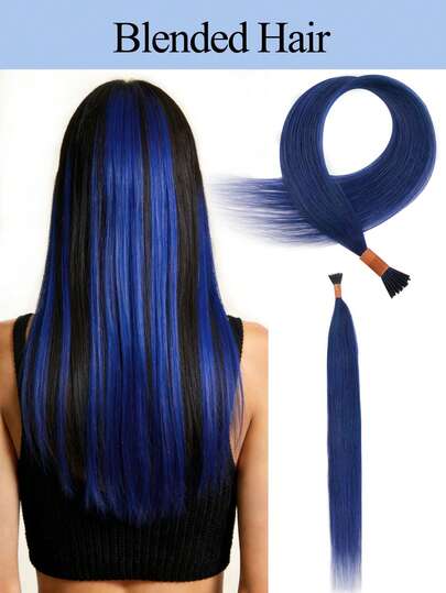 18英寸I型接发，混合发丝，20片装，红色隐形接发，美发配件，打造自然造型，适合派对，I型接发，女士适用。