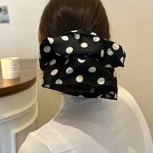 French Minimalist Striped Double-Sided Scrunchie, Extra Large Double-Layer Chiffon Elastic Hair Tie, Suitable For Women's Daily Ponytail - Multicolor - View 4