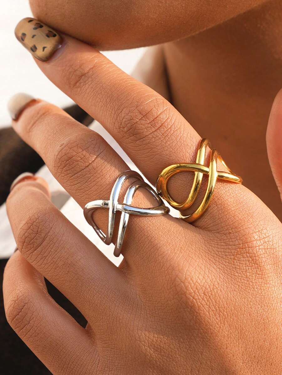 Frminee 2pcs/1pc Cincin Simbol Tak Terhingga dari Baja Tahan Karat, Cincin Bentuk Angka 8 Tak Terhingga, Hadiah Klasik untuk Acara Spesial, Hadiah Liburan - Multiwarna 3 - View 1