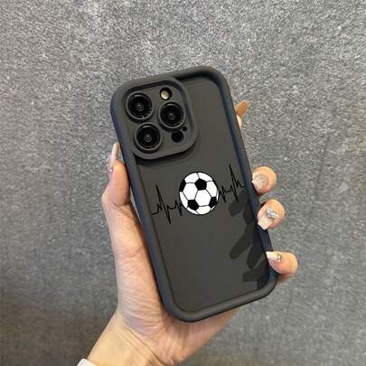 Soccer 1pc Dopamine Stair Photo Frame, 2D Football Pattern Phone Case Compatible With Apple 12/13 Pro Max, Full-Body Shockproof Protective Cover, Minimalist Design, Cute Cartoon Style, Perfectly Protects Your Phone, Suitable For Honor X7/Galaxy A56 5G/ Smart 8/ Hot 40i/Transsion Spark 20/Transsion Spark 20C/Transsion Spark Go 2024/ Note 14 5G/ Moto E22/E22i/ A54
