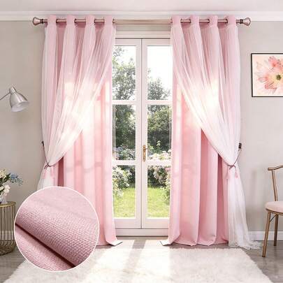 Double-Layer Semi-Blackout Curtain, Modern Minimalist Decorative Curtain, Comfortable Texture, Suitable For Living Room, Bedroom, Balcony, Bay Window