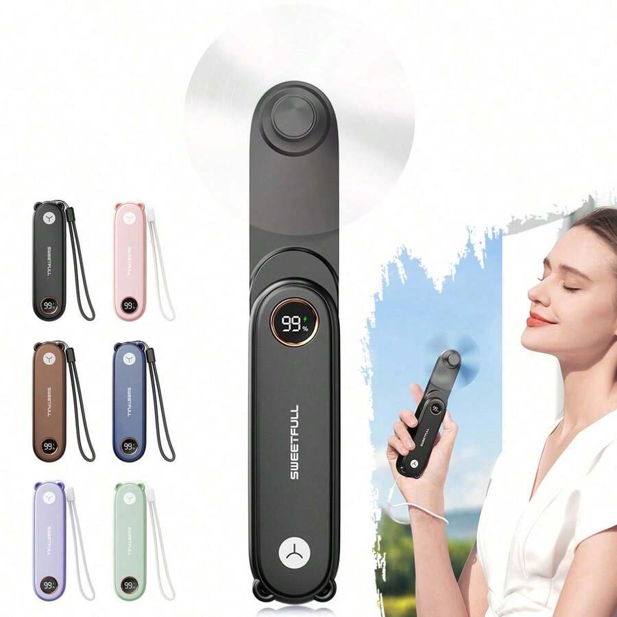 Ventilador Mini Digital Portátil, Ventilador Dobrável Recarregável Leve com Cordão - Ideal para Escritório, Exterior, Viagem e Acampamento - Fique Fresco a Qualquer Momento na Primavera e no Verão, Essenciais para Exterior, Jardim, Viagem, Essenciais Portáteis, Essenciais de Praia, Temporada de Formatura, Formatura, Cerimônia de Formatura, Presente de Formatura, Parabéns Formando, Parabéns Graduado, Orador da Turma, Terminar a Escola, Festa de Formatura, Essenciais para Exterior, Portátil de Viagem, Essenciais de Camping, Ferramentas Portáteis, Essenciais de Verão, Portátil de Verão - Multicolorido - Visão 1