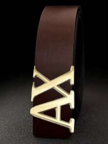 男士时尚纹理皮革腰带，搭配简约AX扣，多功能腰带 - 彩色 - 查看 3