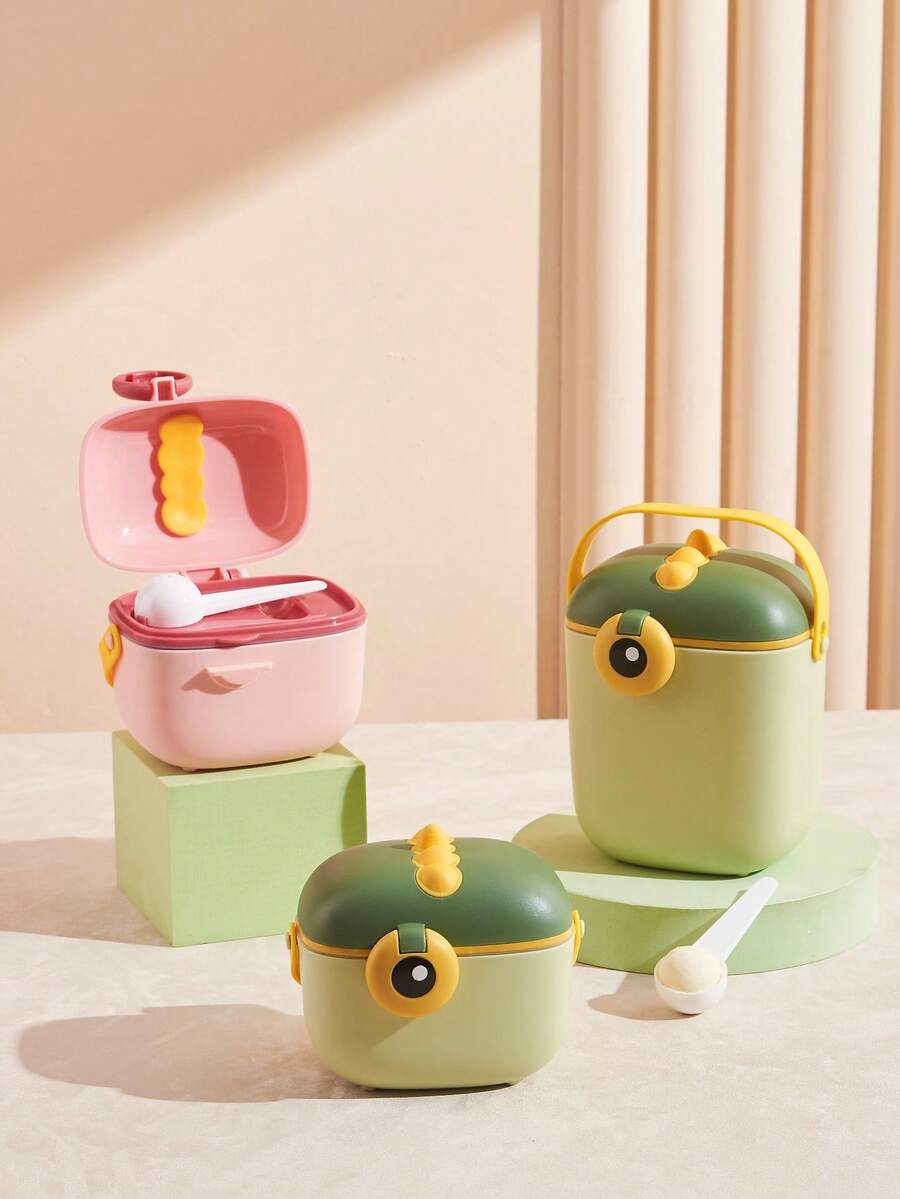 1 pieza Contenedor de leche en polvo con diseño de dinosaurio/Contenedor de leche en polvo con tema de dinosaurio/Artículo esencial de viaje para bebé/Contenedor de almacenamiento de granos/Caja de almacenamiento de cocina/Caja de almacenamiento de frutas secas, aperitivos y especias/Contenedor de alimentos para bebé/Material: PP/Características: compartimento individual para cuchara, asa, diseño compacto para un fácil transporte y hebilla resistente (Disponible en capacidades de 800ml y 400ml; ¡Consulte las imágenes de comparación antes de comprar!)
