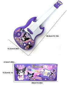 SANRIO 1pc Realistic Dynamic Music Guitar Toy Instrument, 4-String Electric Guitar Toy With Light & Sound Effects, Suitable For Children's Early Education, Plastic Material, Simulated Rock Music Instrument Toy - Multicolor - View 10