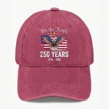 1pc We The People 250 Years Hat 1776-2026 Patriotic USA Anniversary Cap Unisex Vintage Washed Baseball Cap Retro Distressed Dad Hat Soft Adjustable Printed Streetwear Unisex Cap For Men Women - 黑色 - 查看 7