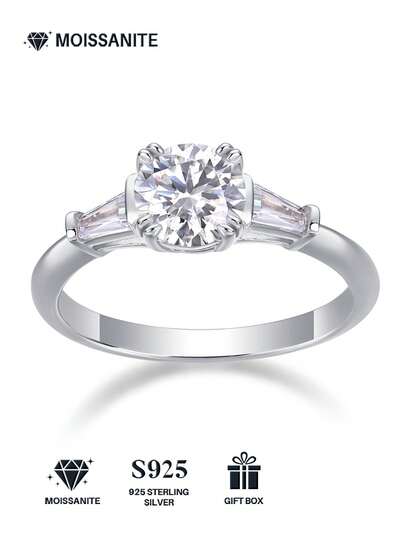 925 Sterling Silber Moissanit Ring, hypoallergen, Verlobungs-/Eheringr, minimalistisches Design, vielseitig für den täglichen Gebrauch, Geschenk zum Valentinstag, Geburtstag, Hochzeit, kommt mit Geschenkbox und Zertifikat