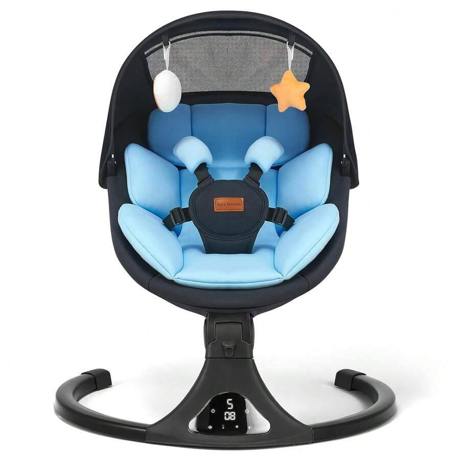 Baby Swing For Infants, Bluetooth Electric Infant Swing With 5 Speed Motions, 12 Soothing Melodies & Remote Control, Portable For Newborns 0-9 Months (Max 20 Lbs, Blue) - 美規A型插(110-127V) - 查看 1