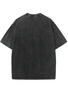 1 camiseta gráfica retro lavada, 100% algodón, camisetas para hombre, camiseta gráfica de algodón, tops 100% algodón, ropa de calle Y2K, camisetas para hombre, conjuntos de verano, ropa de verano, camiseta grunge de algodón lavado con estampado de estrellas y letras Y2K, camiseta de hombros caídos para hombre y mujer, conjuntos de verano para hombre y mujer, 230g Algodón 100%. - Negro - Ver 4