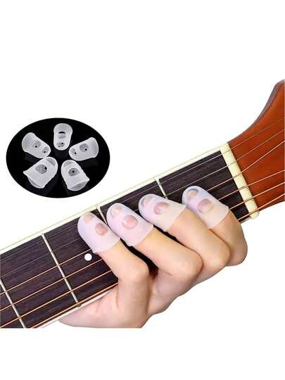 1pc Guitar Accessories Silicone Guitar Fingertip Protector Finger Thumb Grip, Silicone Fingertip Caps For String Instrument Beginners,Guitar,Guitar Accessories,Electric Guitar