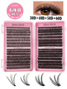 Miss Wink 640簇自然柔软10D 20D 30D 40D超大容量混合8-16mm 0.07mm C卷蓬松浓密假睫毛，DIY手工睫毛嫁接，日常妆容卡通假睫毛，新款升级礼盒装睫毛簇，睫毛簇，单根假睫毛，睫毛，假睫毛 - C - 查看 2
