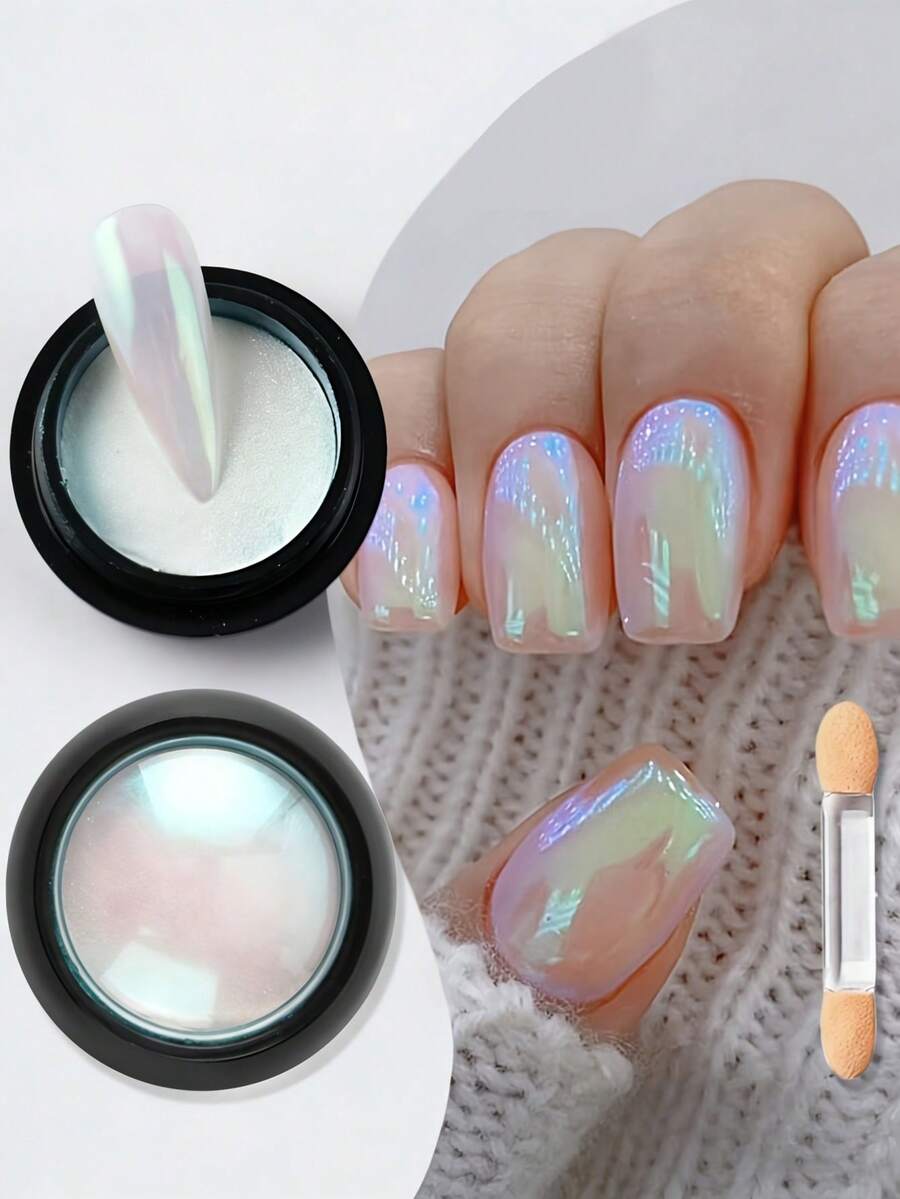 Bột nhũ đổi màu Aurora, Bộ bột nhũ lấp lánh nàng tiên cá, Bột nhũ đá mã não Aurora trang trí móng, Bộ màu Y2K, Bột nhũ ngọc trai trắng Aurora, Hiệu ứng bóng ngọc trai huyền ảo, Nhũ lấp lánh hologram, Bột đường trắng bóng, Dùng cho thiết kế nghệ thuật móng tay. - Nhiều màu - Xem 1