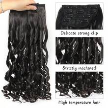 Synthetic Clip In Long Straight Hair Extensions Black Brown Blonde Heat Resistant Hair Extensions 4 Pcs Roman Curly Hair Pieces For Women Daily Party Use - Multicolor - View 5
