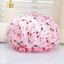 1pc Double-Layer Women's Shower Cap, Waterproof Satin Cartoon Shower Cap, Makeup Cap, Sleep Cap, Home Shower Cap - Thickened version - View 2