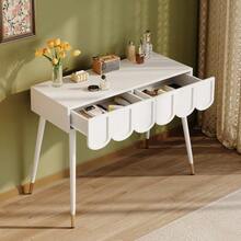 Schminktisch, Frisiertisch, Mit 2 Schubladen, Metallfüße, White, Mass: B100 * T40* H76 Cm - White - View 5
