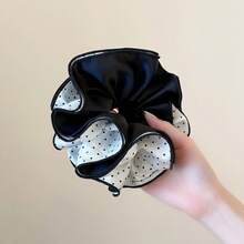 Double-Sided Patchwork Double-Layer Ruffled Polka Dot Scrunchie, Extra Large High Elasticity, Retro Elegant Hair Tie For Women - Multicolor - View 7