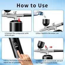 Wireless Rechargeable Airbrush Kit With Compressor, Suitable For Nail Art, Makeup, Tattoo, Cake Decorating, Model Painting - Multicolor - View 2