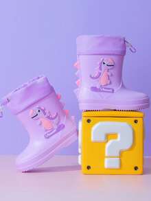Cartoon Kids Rain Boots, Girls Mid-Calf Rain Shoes, Boys Waterproof Rubber Boots - Violet Purple - View 4