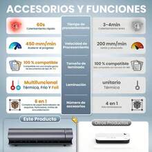 Laminadora A3 Térmica y Frío 6 en 1: Precalentamiento 60s con Cortador, Ideal para Hogar, Oficina y Escuela, Compacta y Fácil de Usar - Ver 3