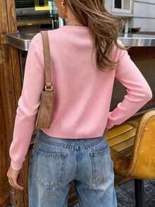 FOR BEAUTY Top de punto para mujer primavera/verano, estilo casual minimalista, adecuado para uso diario, ir al trabajo y citas, top de verano, top amarillo, top de salida para mujer - Polvo de loto - Ver 9