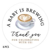 6/30pcs Baby Shower Party Decorations, 2-Inch Coffee Theme Thank You Stickers Suitable For Candies, Small Gifts, Presents, Envelopes, Coffee Theme Decor - Multicolor - View 10