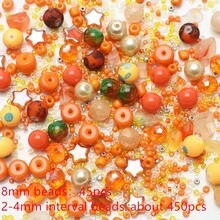 42 克/包橙色调混合玻璃珠，DIY 珠宝制作用品，适用于项链、手链、工艺品、女士配饰 - 橘色 - 查看 6