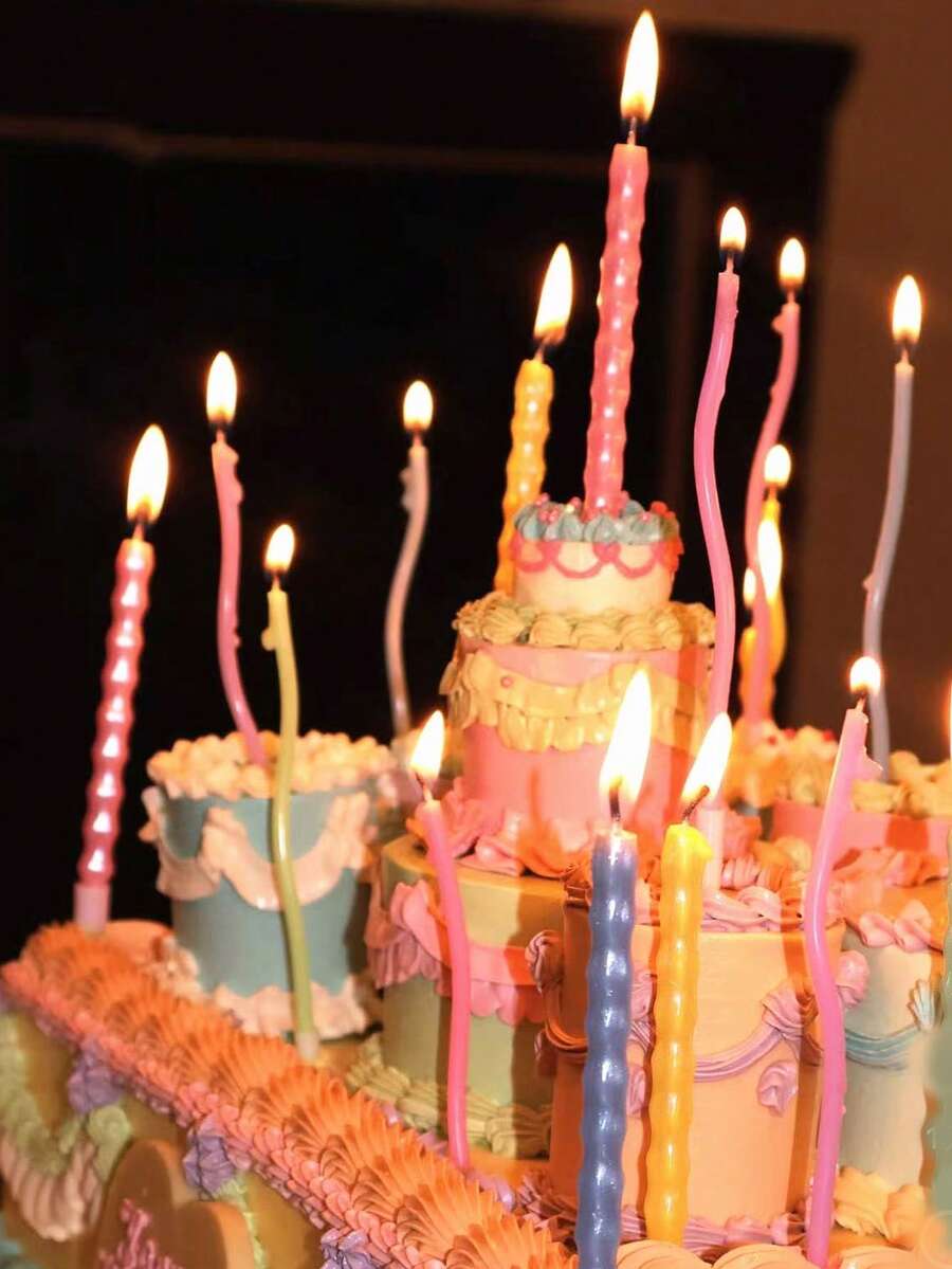 6pcs Pearlescent Macaron Color Roman Column Diamond Pattern Curved Birthday Party Cake Decorative Candles - View 1