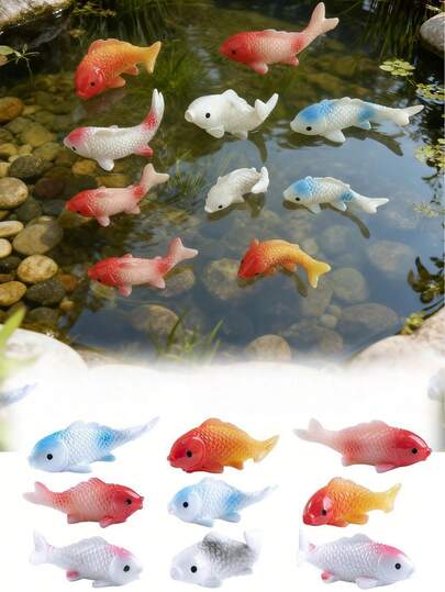 20pcs/10pcs Random Color Lifelike Koi Fish Aquarium Decorations, Multi-Color Artificial Fish With Vivid Scales And Lively Eyes | Durable Fish Tank And Pond Decor, Suitable For Indoor Water Scenery, Aquarium Decoration, Pond Decor, Natural Aquatic Design, Fish Tank Accessories For Aquarium Hobbyists