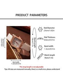 6 PIÈCES Ensemble d'accessoires de style de luxe doux pour femmes (comprenant une montre à quartz cadran carré doré rose avec bracelet  blanc, un bracelet en forme de cœur, un collier en forme de cœur, des boucles d'oreilles clous en forme de cœur, une bague en forme de cœur, un portefeuille  décoré d'un nœud noir). - Blanc - Voir 3