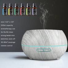 Large Room Essential Oil Diffuser, 10 Large Essential Oil Gift Set, 550ml Soundwave Technology Aromatherapy Diffuser With Remote Control, Timer, 7 Colours Lighted Humidifier, Bedroom Home Office Hotel Use - Mist - View 4