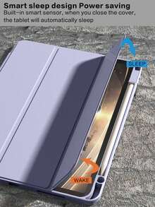 1 chiếc ốp lưng bảo vệ cho iPhone 10.2" thế hệ thứ 9/8/7, 10.9" thế hệ thứ 10, Air 4/5 10.9", Air 11", Pro 11", có khe cắm bút cảm ứng, chất liệu TPU mềm, chức năng tự động bật/tắt màn hình, màu tím nhạt. - Bụi tím - Xem 5