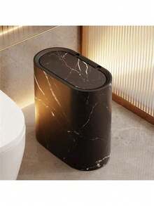 1pc Marble Pattern Corner Trash Can With Lid - Square Sealed Odor-Proof Design, Pedal-Operated Opening, Suitable For Bathroom, Hotel, Home, Homestay, Kitchen, Living Room, Plastic Trash Can, Fashion Trash Can, Suitable For Narrow Spaces, Space-Saving Design, Bathroom Trash Can, Home Decor, Bathroom Decor And Accessories, Christmas Decor - Multicolor - View 13