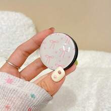 蝴蝶结图案圆形3D手机支架，一体式可折叠伸缩手机支架 - 彩色 - 查看 3