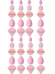 Set de herramientas de maquillaje de 5/10/20/30/40/50 piezas, incluye: 10 piezas de esponjas para base de maquillaje líquida + 10 piezas de esponjas mini para base de maquillaje líquida + 10 piezas de borlas triangulares para polvos (para polvos sueltos y fijación) + 10 piezas de borlas de cojín de aire (para maquillaje facial) + 10 piezas de mini borlas de cojín de aire (para corrector) - Rosa - Ver 11