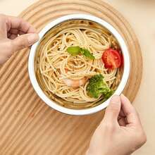 304 Stainless Steel Bowl With Cute Cartoon Pattern,Large Capacity Round Noodle Bowl,Reusable Fruit Salad Food Container,Stackable Tableware,Suitable For Home Kitchen Dining - Multicolor - View 5