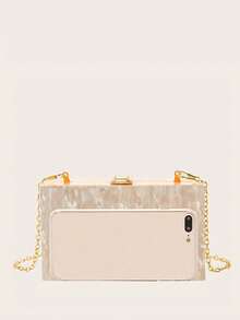 Small Acrylic Bag With Striped Patches - Apricot - View 7
