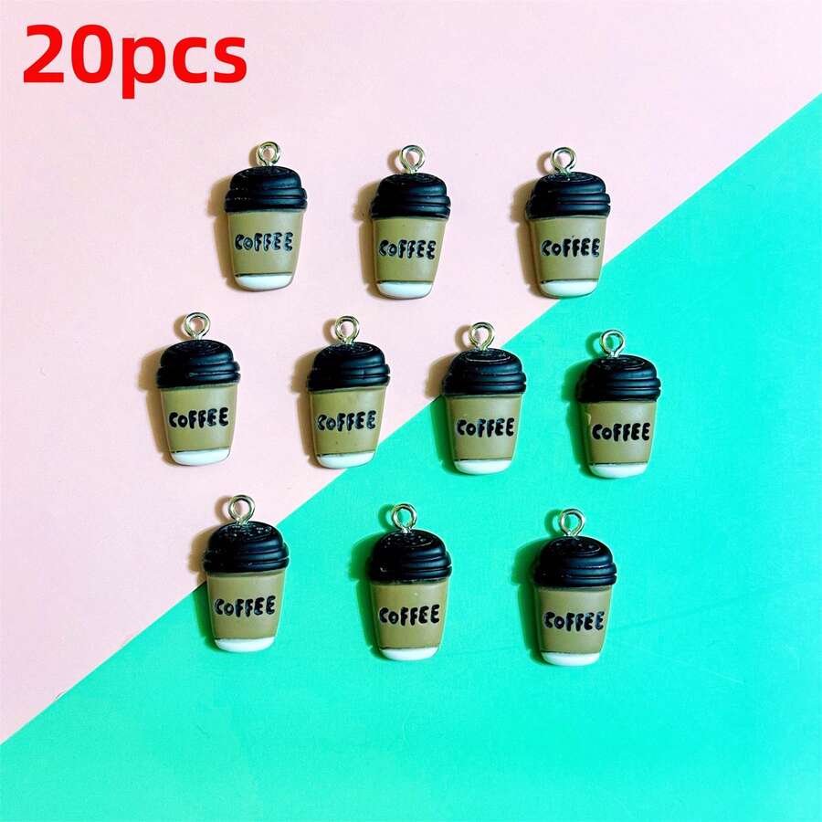 20pcs Creative Mini Coffee Cup Resin Pendant, Suitable For Handmade Jewelry Making, Earrings, Necklaces, Bracelets, Bag Charms, Couple Gifts, Resin Craft Supplies - 20 Mini Coffee Cups - View 1